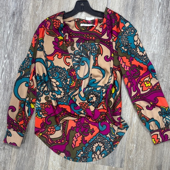 Trina Turk Tops - Trina Turk Laurynn Printed Long Sleeve Blouse Size Medium